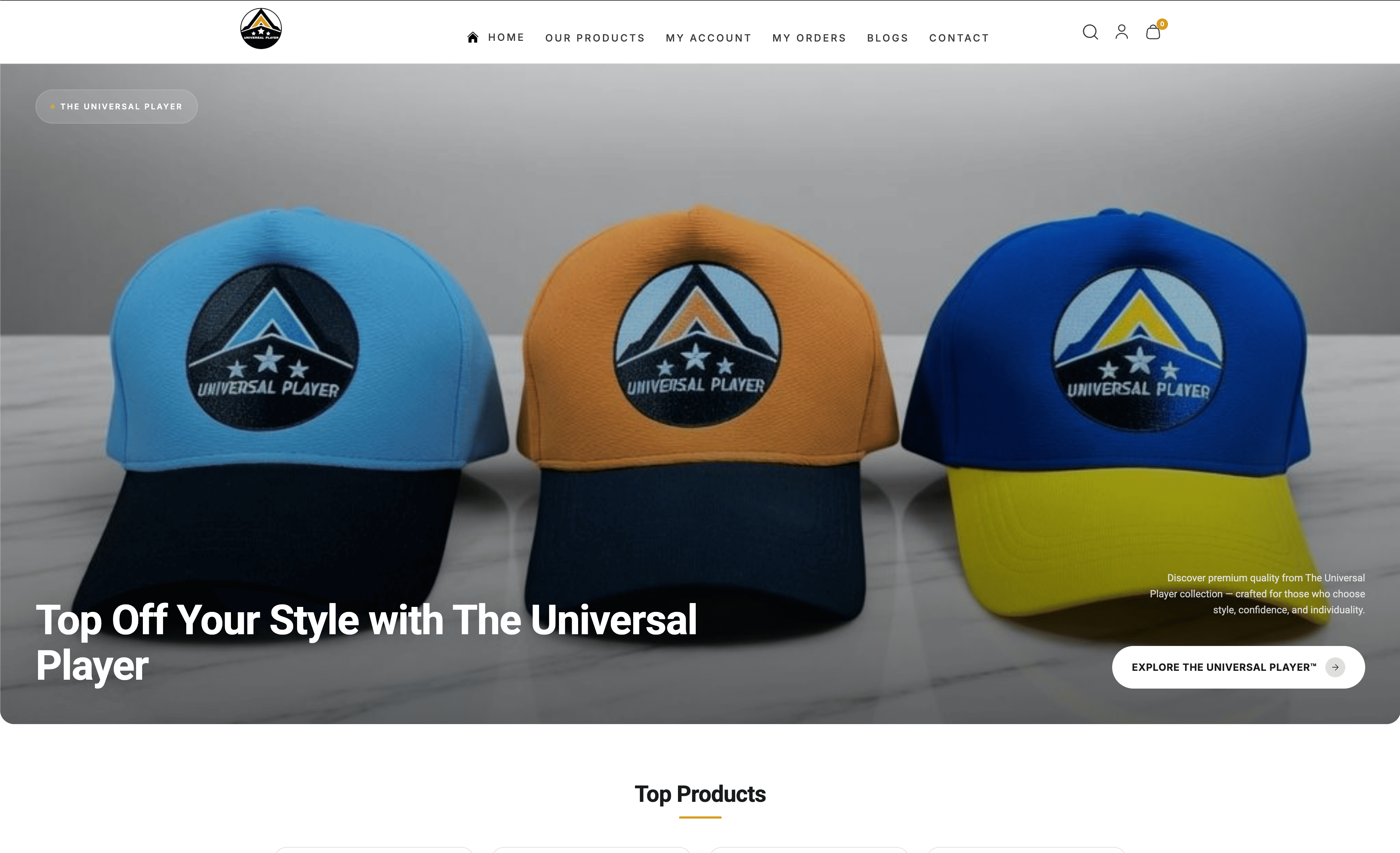 Premium Caps eCommerce Store screenshot
